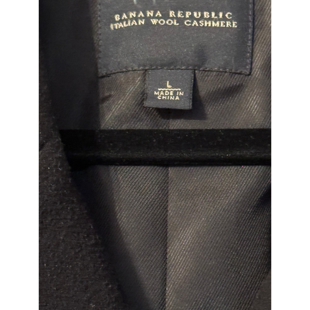 Banana Republic Italian Wool Cashmere Double Breasted Peacoat Men Size L Black - Picture 5 of 8